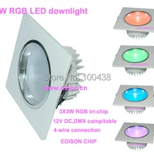 DHL! 9 W RGB led-светильник, RGB светодиодный утопленный свет, 3*3 Вт RGB 3in1, работающего на постоянном токе 12 В, DS-CSL-74-9W-RGB, постоянное напряжение, ШИМ