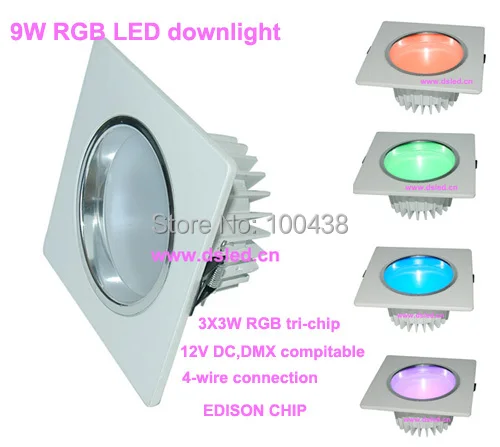 

Free shipping by DHL!! 9W RGB LED downlight,RGB LED recessed light,3*3W RGB 3in1,12V DC,DS-CSL-74-9W-RGB,constant voltage,PWM