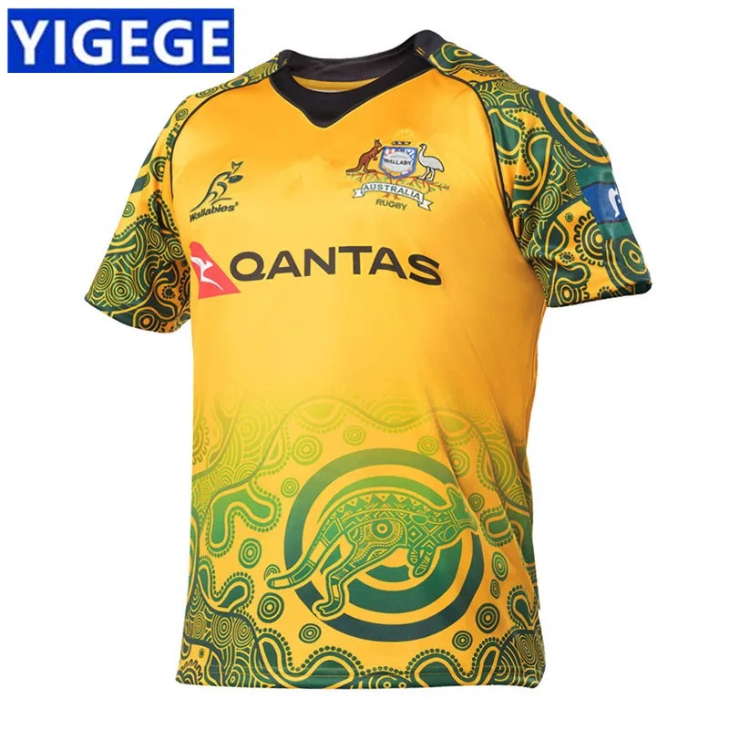 

YIGEGE 2018 AUSTRALIA WALLABIES INDIGENOUS JERSEY Australia rugby jerseys 2018 national team Australia jerseys rugby size S-3XL