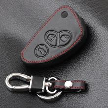 Funda de cuero genuino para llave de coche, funda FOB para Alfa Romeo 147 156 166 GT JTD TS, funda abatible con mando a distancia para llave de coche, cartera, bolsa para coche