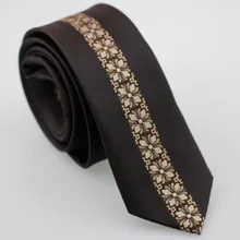 Yibei Coachella Галстуки узкие черные вертикальные полосы Средства ухода за кожей Шеи Галстуки коричневый и бежевый Florals Модные Узкие Cravatta тонкий жаккард Средства ухода за кожей Шеи Галстук