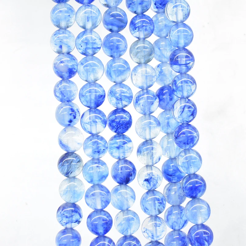 

FLTMERH-Blue Crystal Round Loose Beads for Jewelry Making 15.5inches/Strand 4 6 8 10MM for Bracelet Necklace Making