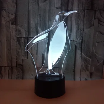 

New Penguin 3d Table Lamps For Living Room Colorful Touch Remote Control 3d Lamp Gift 7 Color Change Baby Room Nightlight