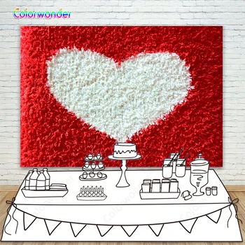 

White Love-Shaped Red Wall Photo Background Birthday Party Wedding Backdrop Baby Shower Children Backgrounds For Photo Studio