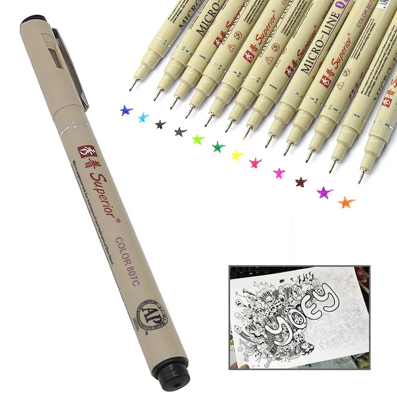 

12 Colors Art Manga Fine Head Paint Graphic Sketch Drawing Markers Pen