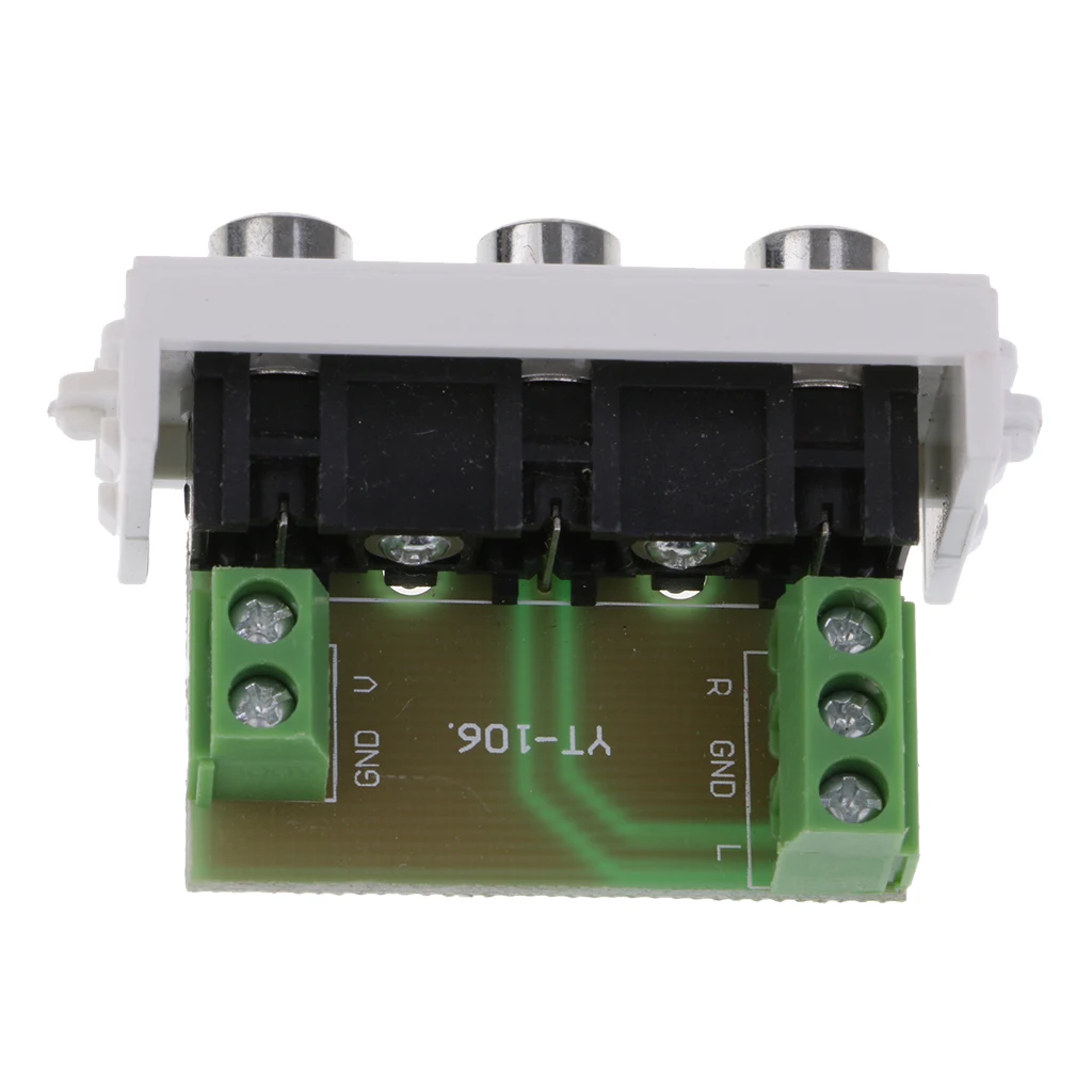 3 Way RCA Wall Socket Module/Modular with Frame Solderless Type for PC AV TV 3 Ports Female Wallplate Durable Design