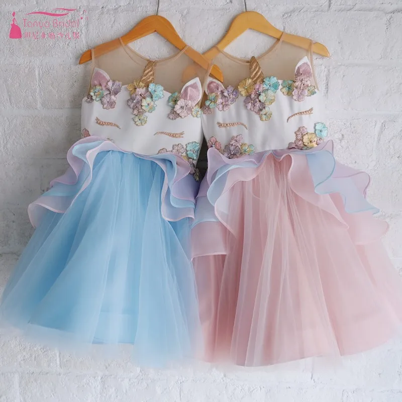 

2019 New Flower Girl Dresses Ruffles Lace Embroidery Pearls 2-7 Years Old Girl Beauty Pageant Party Dress JQ204