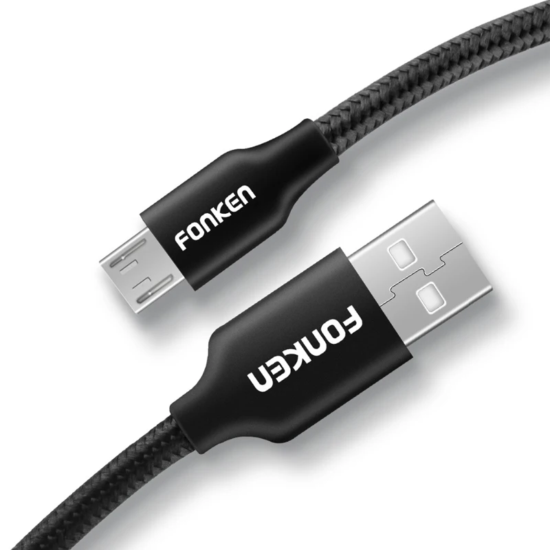 FONKEN 1 M المصغّر usb كابل 2.4A هاتف يدعم خاصية الشحن السريع كابل النايلون جديلة البيانات الحبل لينة شحن سلك الهاتف المحمول كابلات شحن FONKEN 1 M المصغّر usb كابل 2.4A هاتف يدعم خاصية الشحن السريع كابل النايلون جديلة البيانات الحبل لينة شحن سلك الهاتف المحمول كابلات شحن