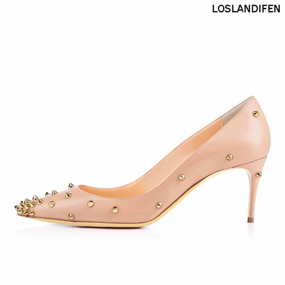 

2018 New Style Ladies Women Handmade Fashion Egraspike 65mm Pointy Mid Heel Cozy Party Pumps Shoes CKE063