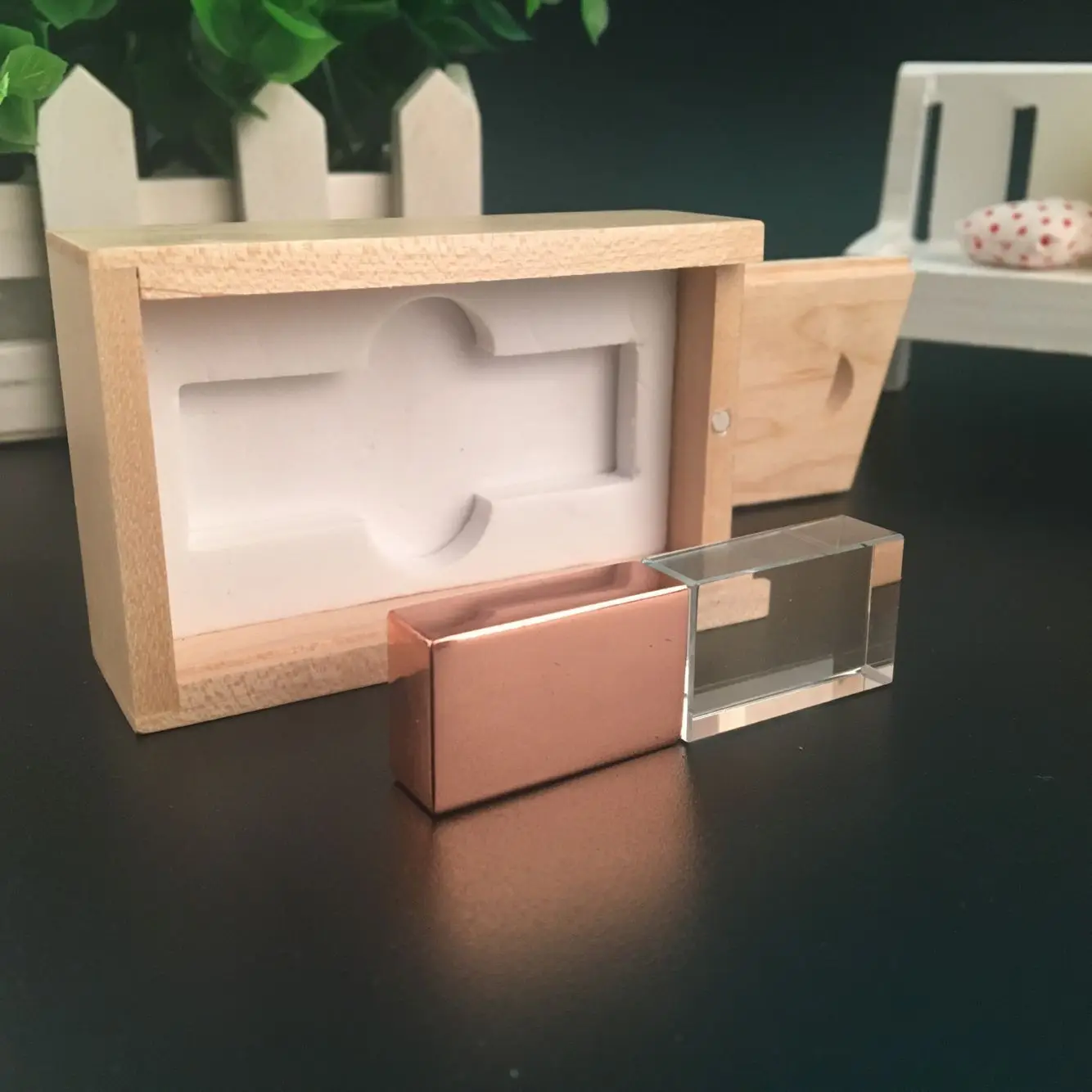USB 2 0 индивидуальный Хрустальный флэш накопитель + деревянная коробка usb