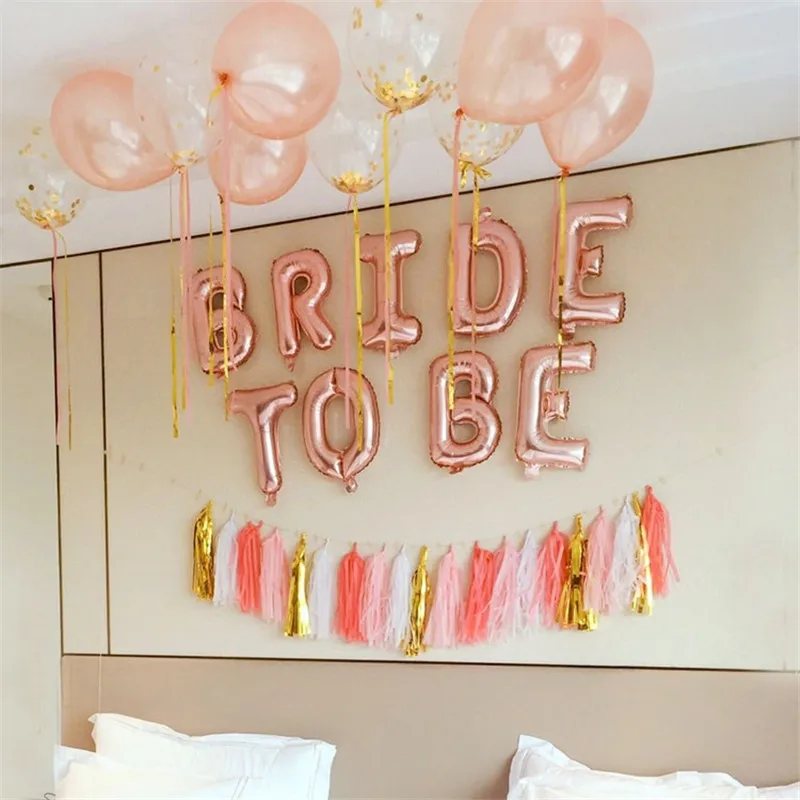 

Bride To Be Letters Balloons TE AM BRIDE Foil Balon Diamond Ring Baloon Wedding Birthday Bachelorett Party Celebration Decor