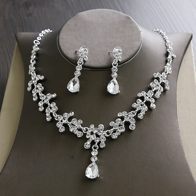Wedding Sets for Women Bling Bride Hair Accessories Tiaras Earrings Necklace Wedding Jewelry Sets (7)