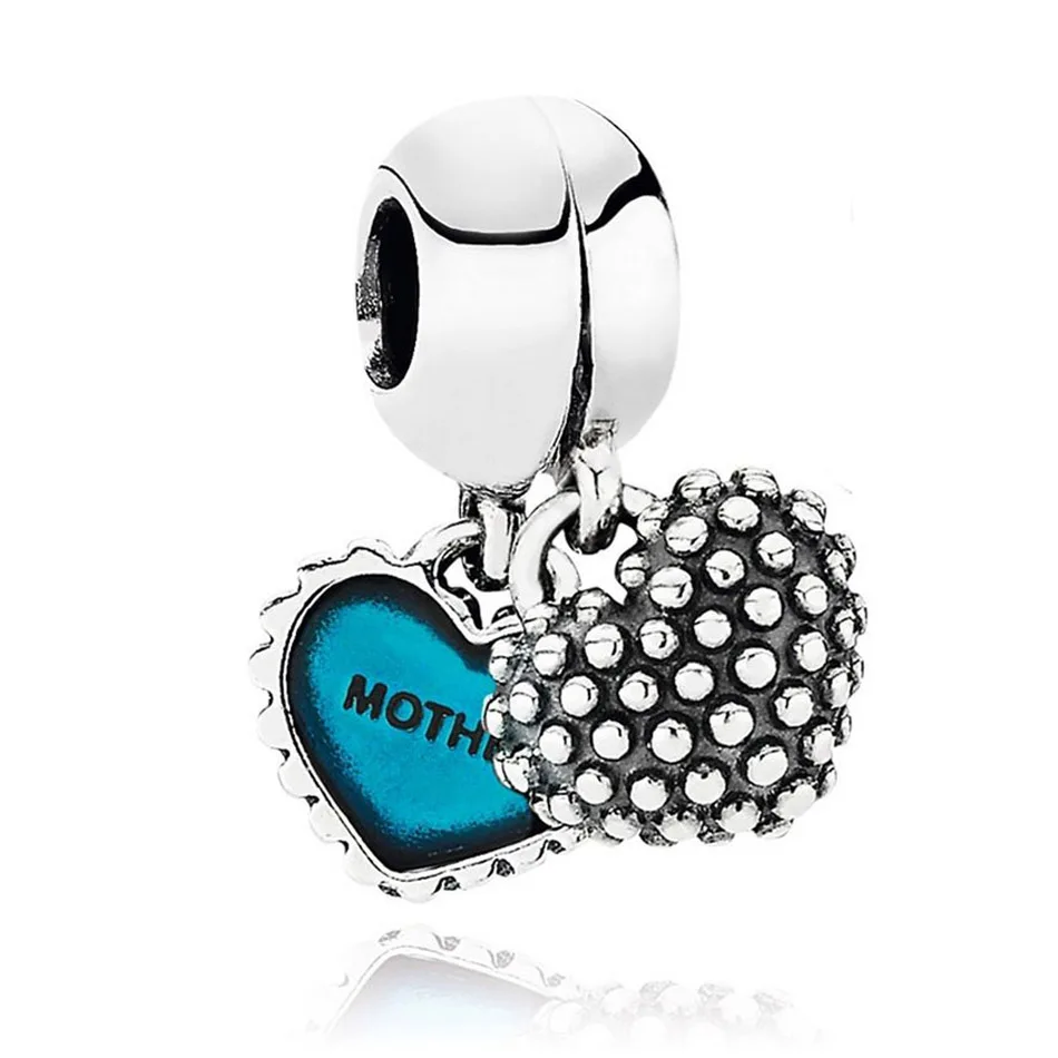 

925 Sterling Silver DIY Jewelry Piece Of My Heart Son Mother Two-Part Dangle Charm fit Pandora Bracelet Bangle Enamel