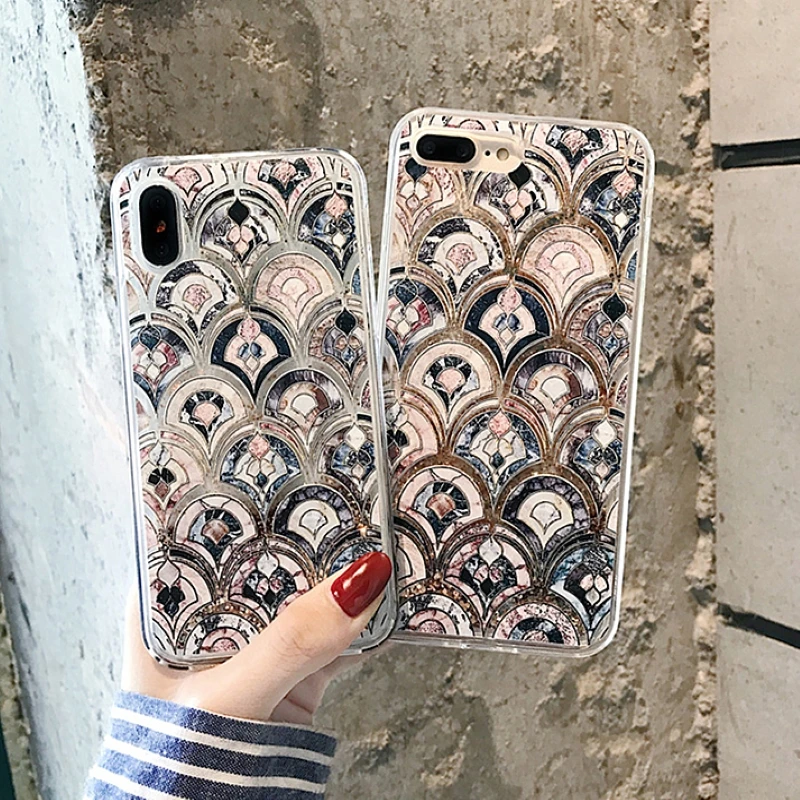 Dynamic Liquid Quicksand Marble Mermaid Phone Case For iphone 8 XS Max 6 7 Plus XR X Sequin Glossy Glitter Cover |