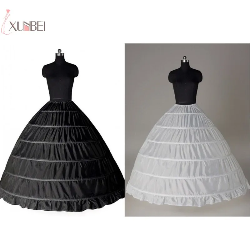 

White Black 6 Hoop Wedding Bridal Petticoat Crinoline Ball Gown Skirt Underskirt Slips Wedding Accessories Jupon Mariage