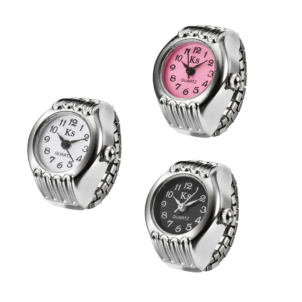 Новый элегантный Дизайн кварцевый аналоговый палец кольцо часы женские Леди Hour Clock эластичность wh324