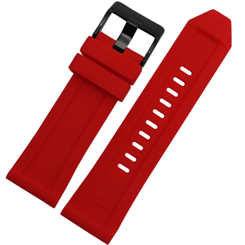 Силиконовый резиновый ремешок для часов 24 мм, 26 мм, дизельный ремешок для часов, мужской водонепроницаемый ремешок для DZ7370 DZ7333 DZ7317 DZT2006, ремешок для часов - Цвет ремешка: Red black buckle