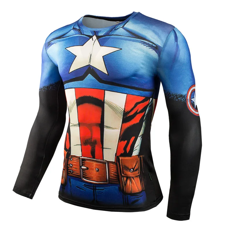 Лидер продаж фитнес ММА компрессионная рубашка для мужчин аниме бодибилдинг с длинным рукавом тренировки 3D Супермен Каратель футболка футболки - Цвет: TC29