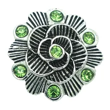 Модные Красота горный хрусталь цветы узор 20 мм Кнопки Fit оснастки браслет оснастки ювелирные изделия оптом kz1483