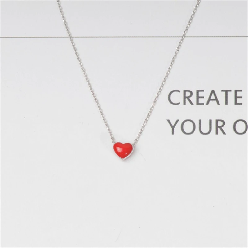 

Cute Anniversary silver chain boho necklace 925 sterling sliver red heart women's fashion 2019 offers with free shipping KXL1010