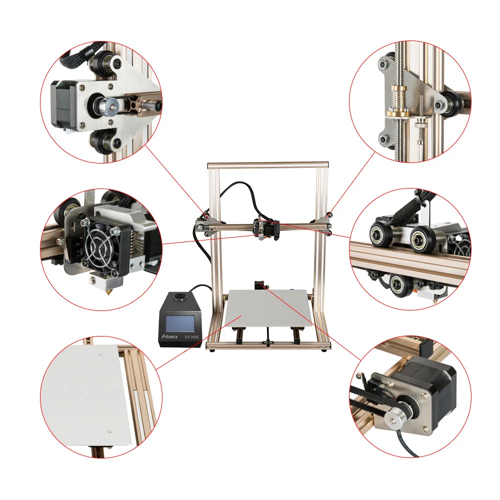 Aibecy DY-H9S DIY 3d принтер большой размер печати с алюминиевой структурой 4,3 ''сенсорный экран автоматическое отключение функция печати