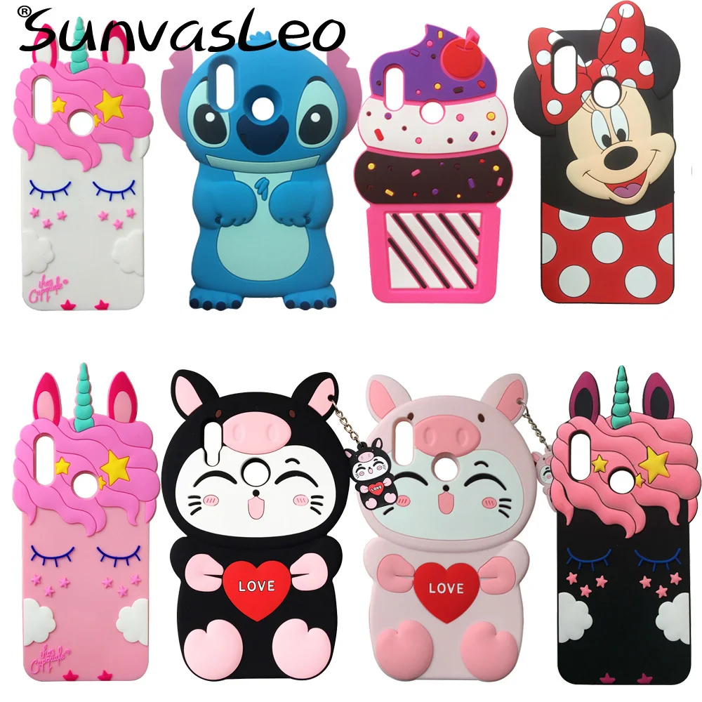

For Huawei P Smart 2019 / Honor 10 Lite 3D Cartoon Soft Silicone Case Mobile Phone Back Cover Skin Shell Protector Fundas Coque
