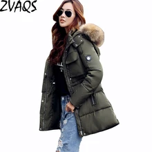 Новинка года; Европейское женское зимнее пальто Женская куртка-парка со съемным воротником из искусственного меха енота; тонкая верхняя одежда с капюшоном; YM111