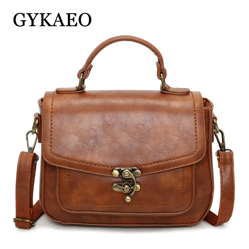 GYKAEO Retro Women Leather Handbag Ladies Small Street Shopping Tote Bags Handbags Women Famous ...