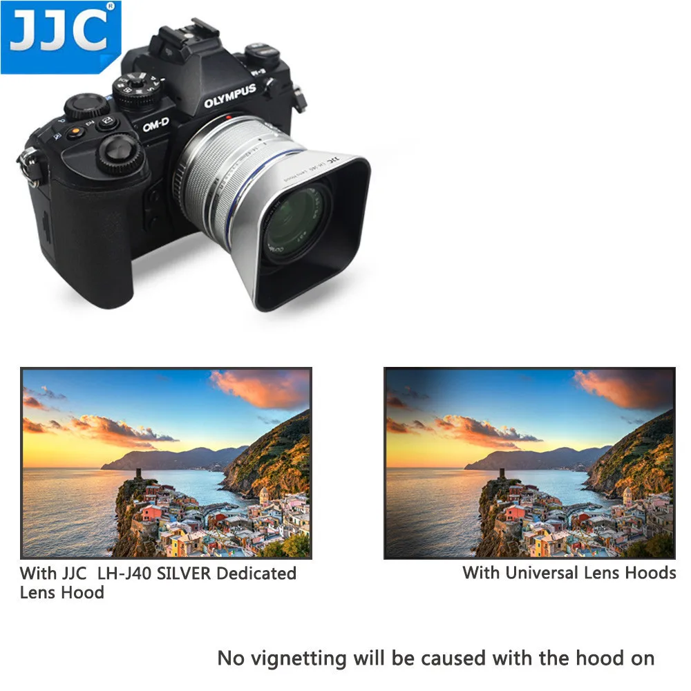 JJC LH-J40 черная реверсивная квадратная бленда объектива для Olympus M. ZUIKO DIGITAL 14-42mm 1:3. 5-5,6 II R заменяет Olympus LH-40 BLACK