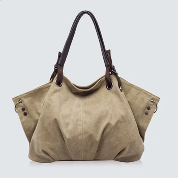 

Women vintage large Canvas Handbags ladies fashion Shoulder Bags Classic Solid Totes Large Capacity Casual shopping bags