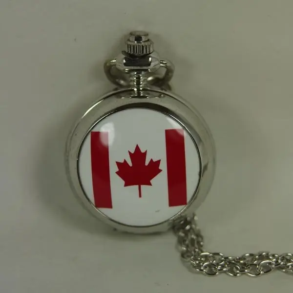 quartz Movement Good Quality Canada flag Pocket Watch Mens and Womens