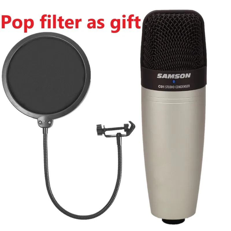 masilla Escudero Prisionero de guerra Samson micrófono condensador profesional para grabación, dispositivo con  filtro pop, gran diafragma, C01, Original|micrófonos| - AliExpress