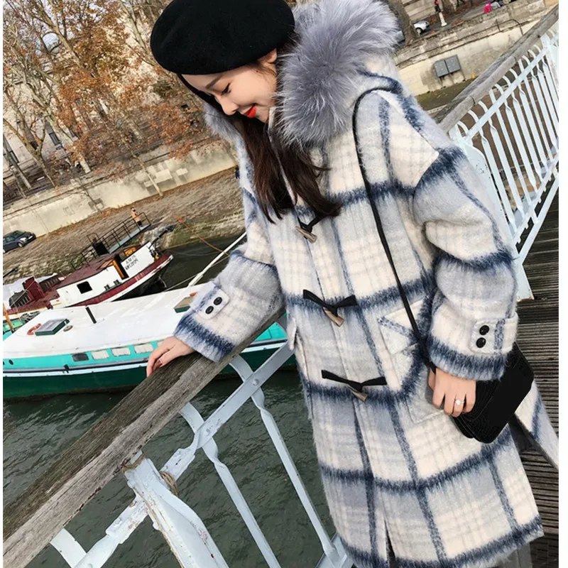 Laine Taille Long Outwear 2019 Photo Veste Moyen Lâche 4xl À Treillis Femelle Fourrure Chaud De Femmes Color Longues Col Manches Automne Manteau Grande En CnPw0F