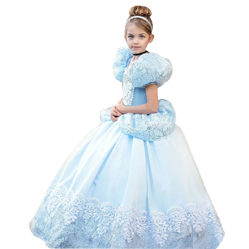 Детское платье Золушки для маленьких девочек; Костюм голубого цвета; платье принцессы королевы; платье на Хэллоуин; рождественскую вечеринку; платье с блестками для костюмированной вечеринки - Цвет: dress