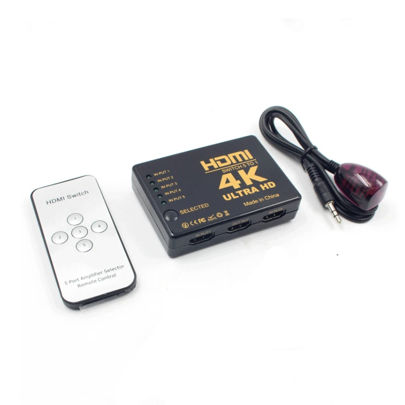 

Hdmi switcher five in and one out HDMI converter 4K*2K ultra HD HDMI switcher with remote control female-female converter