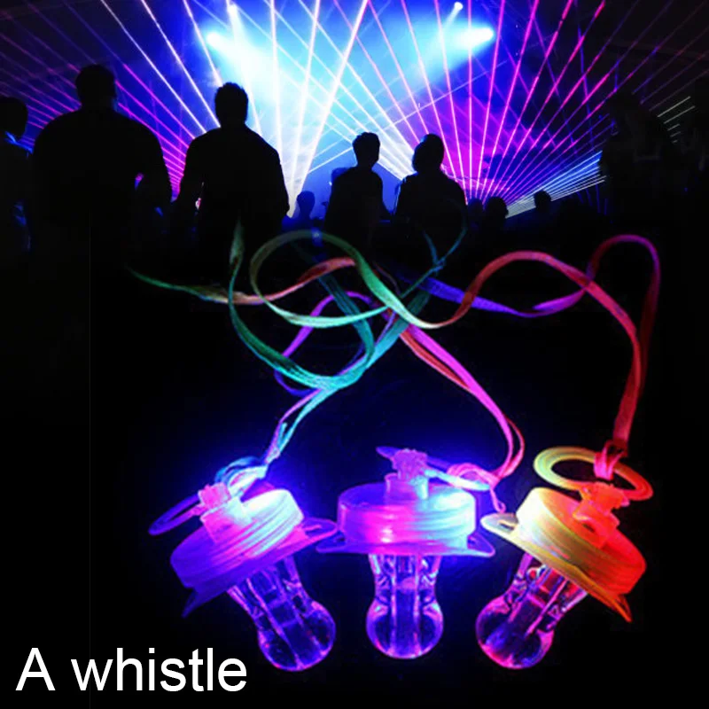 

LED Nipple Glow Sticks Light Up Party Favor Pacifier Whistle Toy Gift Fun