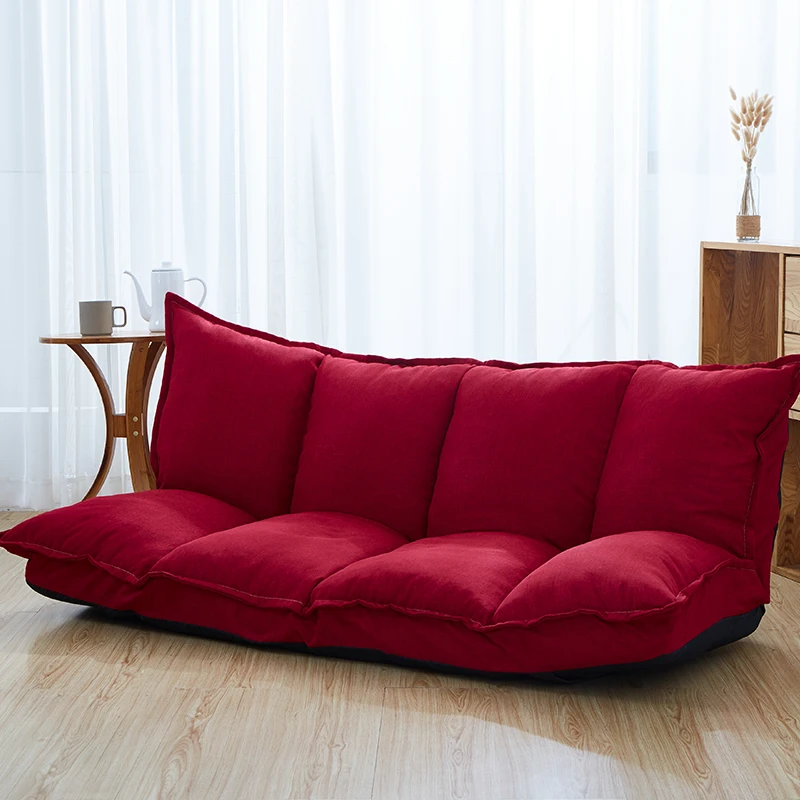 Linen Fabric Upholstery Adjustable Floor Sofa Bed Lounge Sofa Bed Floor Lazy Man Couch Living Room Furniture Video GamingSofa