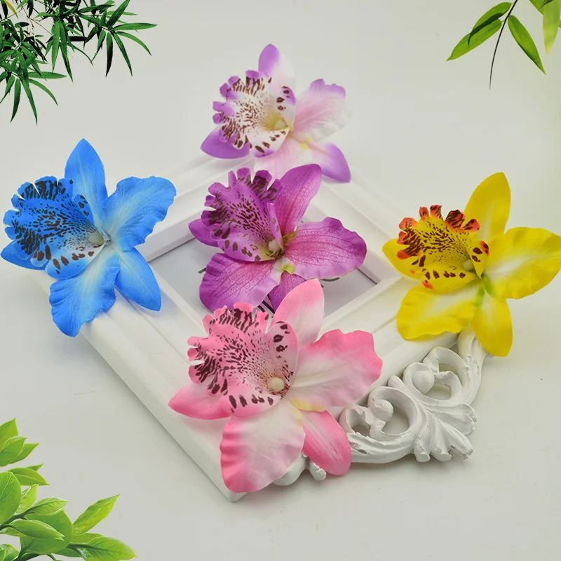 

5 pieces Silk Butterfly Orchid Artificial Flowers Head For Wedding Car Decoration Orchs Mariage Flores Cymbidium Flower Plants