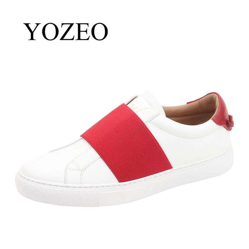 YOZEO 2018 New Fashion Genuine Cow Leather Platform Shoes Women White Flats Casual Loafers Spring Summer Autumn Winter Women's Shoes