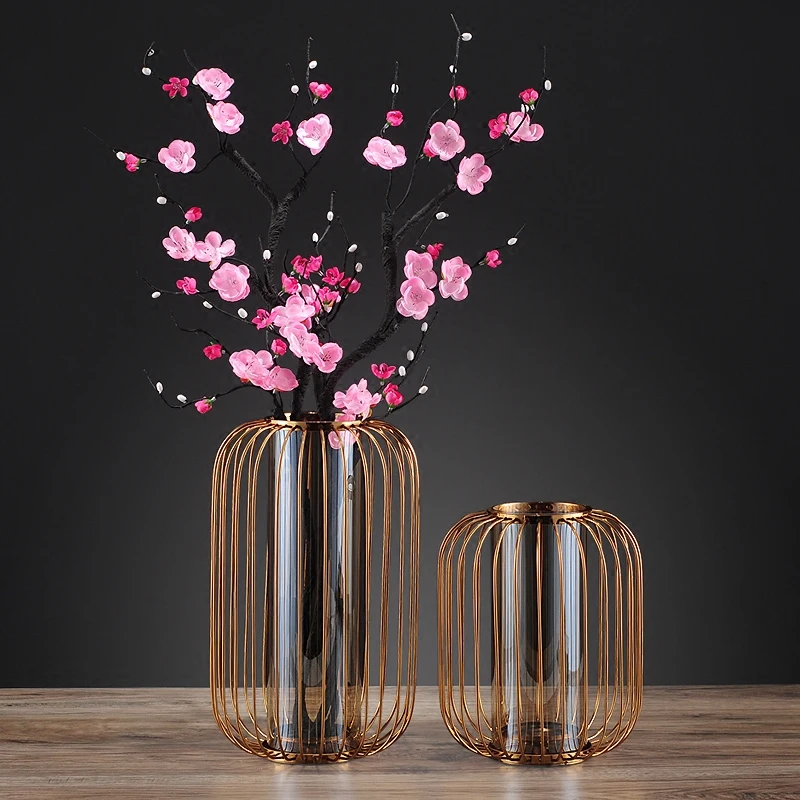 

modern creative Retro Iron art flowers vase vintage statue home decor living room vase crafts room decoration office figurine