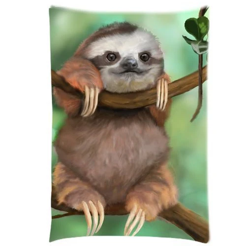 Animal Pillow Sham Sleepy Sloth Cartoon Printed Pillowcase 30 x 20 Inches 