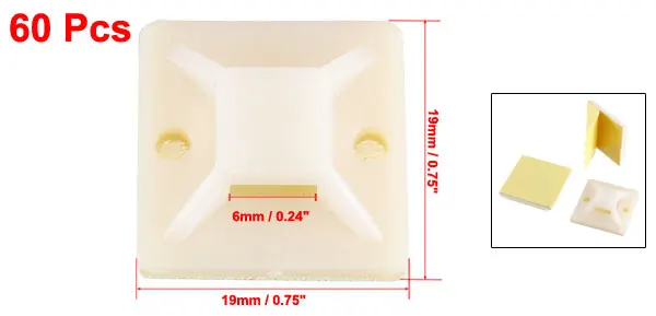 Uxcell 60 шт. самоклеющиеся Кабельные Зажимы Крепления Провода база кабельный зажим Крепление держатели 19x19 мм светильник вес подходит 6 мм аксессуары для проводки - Color: Yellow