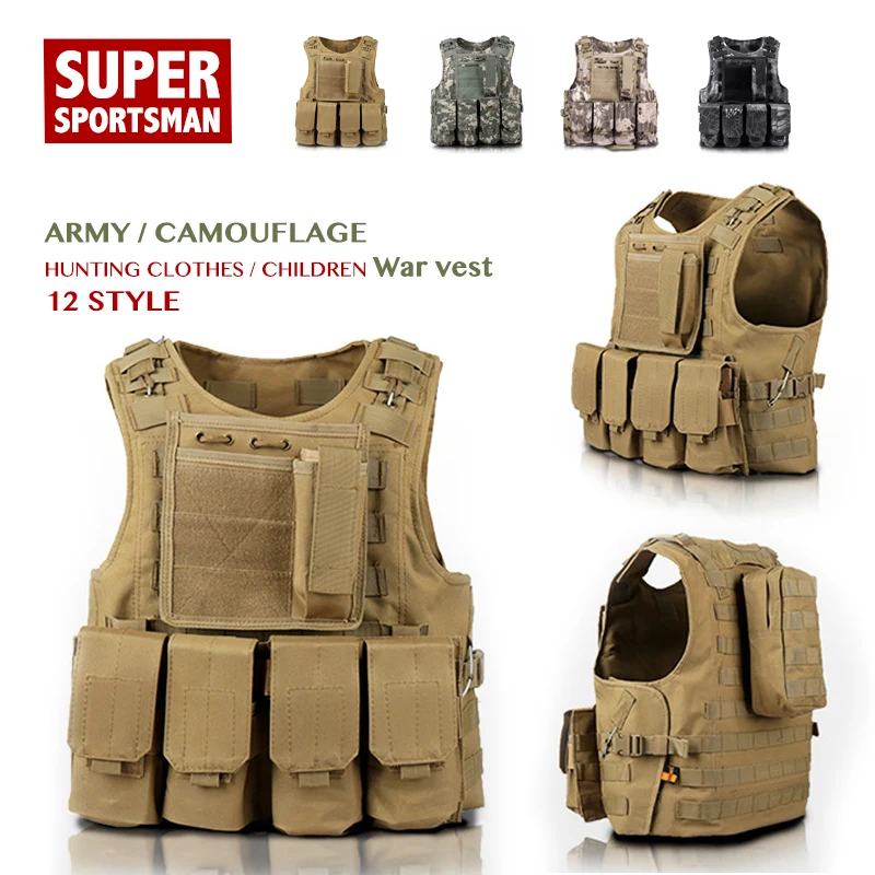 Kids Boys Camouflage Tactical Hunting Vests Men Airsoft Sniper Gear