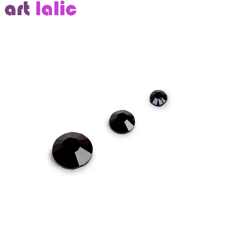1 Box Black Nail Crystal Rhinestone Multi-size Flat Bottom Glass Gems Foil Accessories DIY Manicure Nail Art 3D Decoration