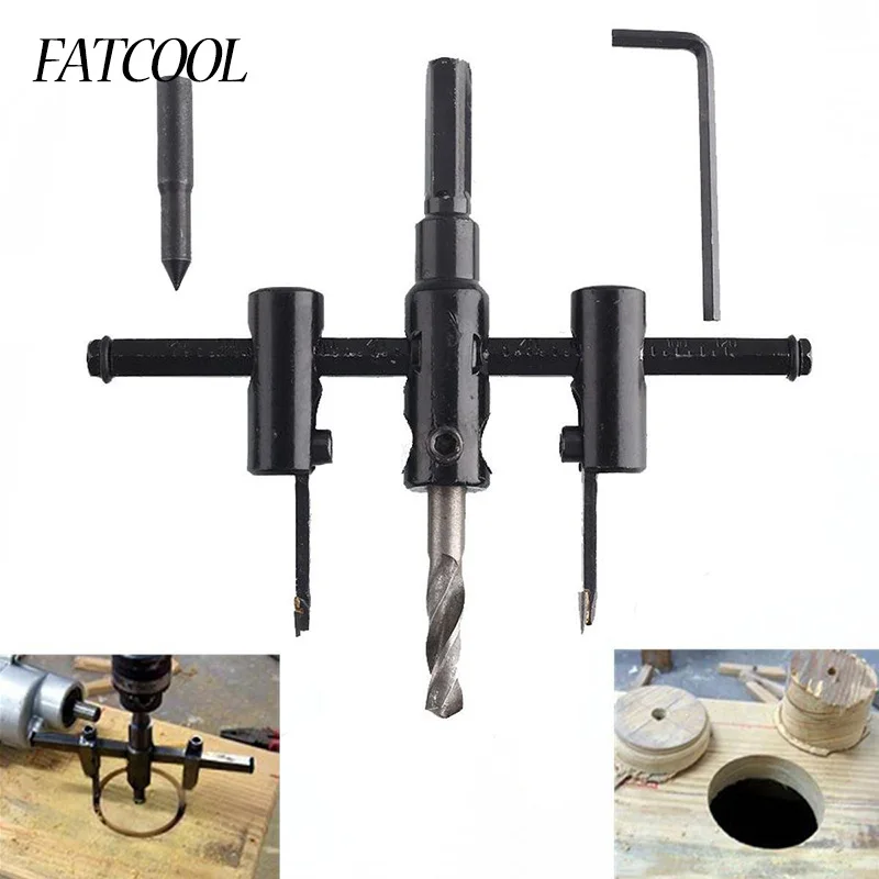 Fatcool Diy Adjustable Circle Hole Saw Drill Bit Cutter Kit 40 120mm