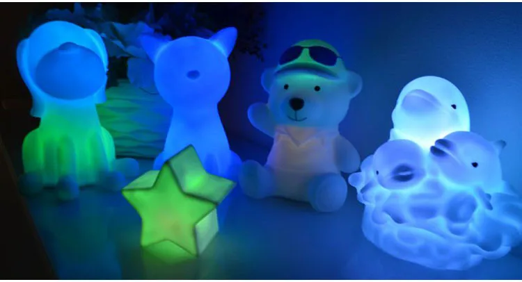 Кошка светодиодный ночник белый+ многоцветный меняющий свет прекрасная игрушка для животных лампы для подарок для детей и студентов