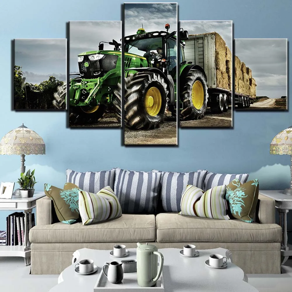 

Modern art decor wood frame poster machine tractor farm Industrial farming art 5pcs canvas art poster home deccor 12x18 24x36