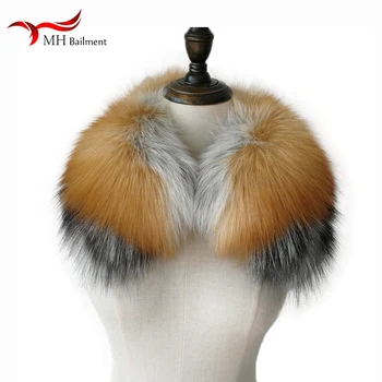 

Unisex 100% silver fox fur collar fashion comfortable warm red fox generous bib leather grass scarf shawl winter new scarf FD1