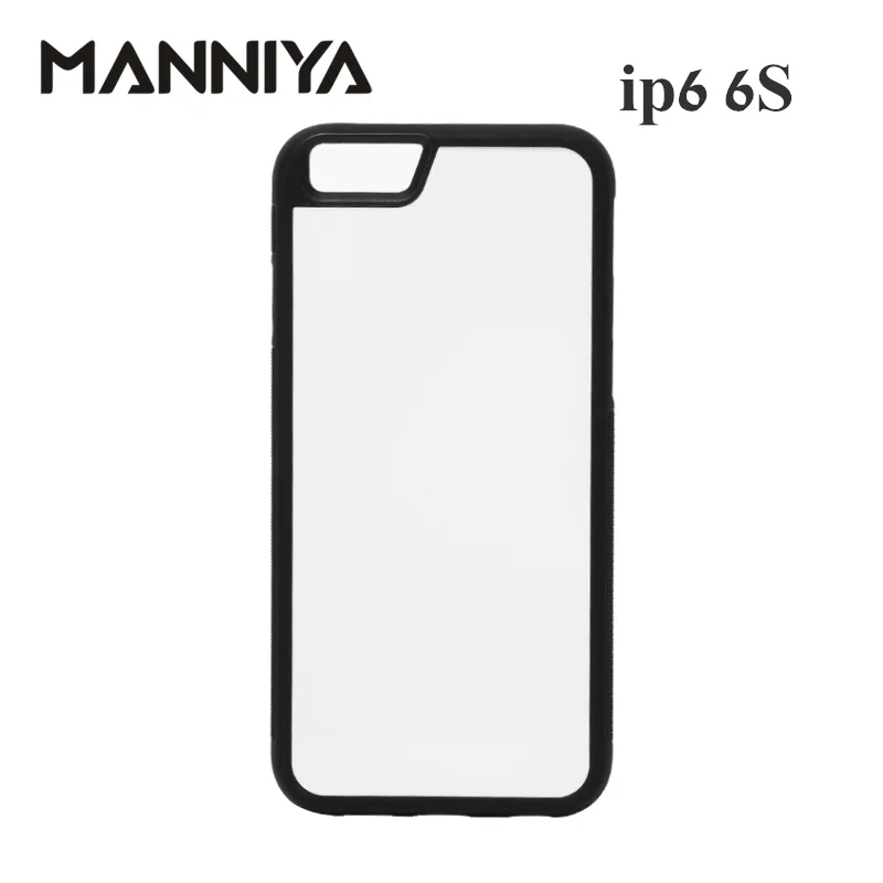 

MANNIYA 2D Sublimation Blank rubber TPU+PC Case for iphone 6 6s with Aluminum Inserts and glue Free Shipping! 50pcs/lot