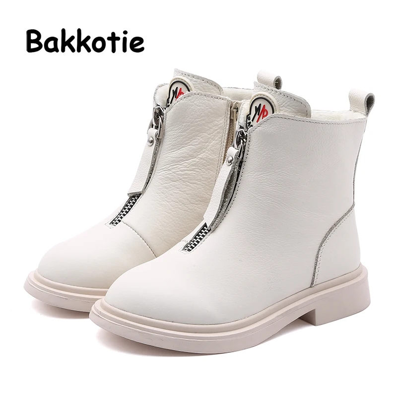 

Bakkotie Winter New Fashion Children Black Warm Shoes Kids Genuine Leather Brand Shoes Baby Girls Martin Boots Boys Ankle Shoes